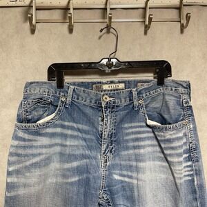 BKE‎ Jeans Men 38X34 Denim Cowboy Tyler Boot Cut Stone Wash Whisker Distressed